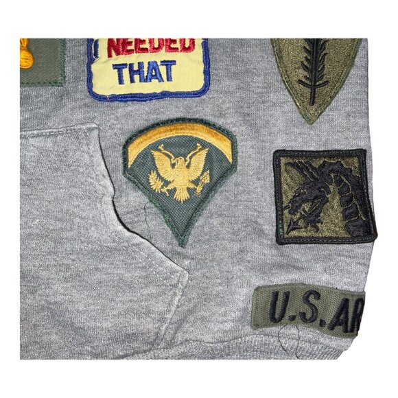 Vintage Gray Hoodie With Sewn-On Collectible Patches - Picture 7 of 16